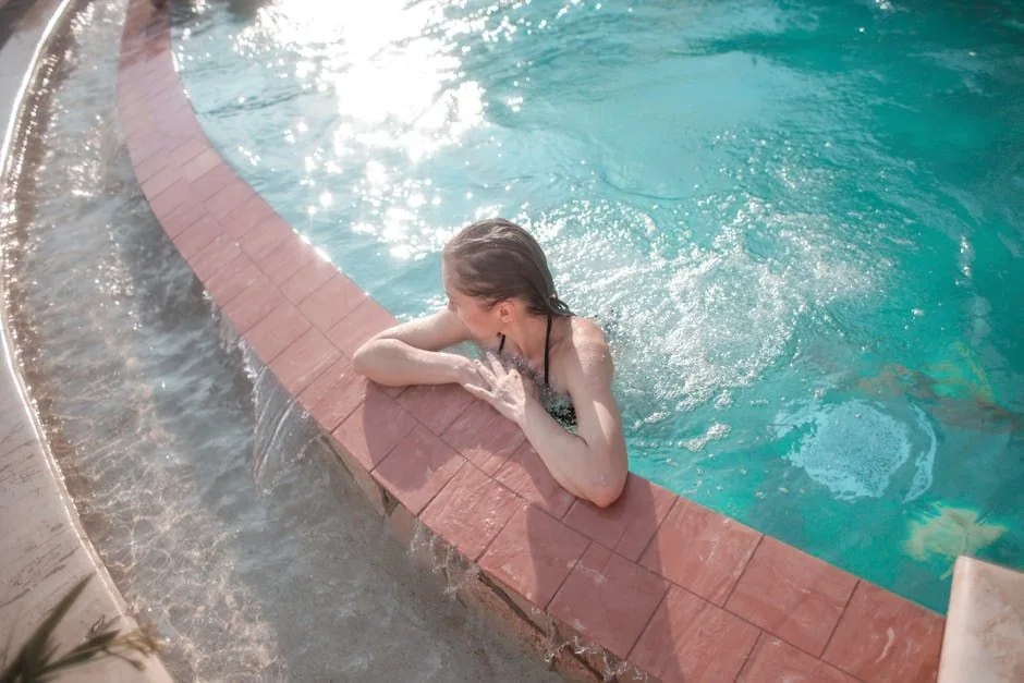 There is a plunge pool in the backyard of an Australian  house.