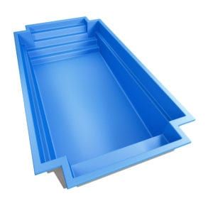 Masterbuilt Classic fibreglass pool shell showing the grand entry steps and shape