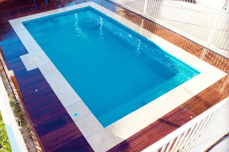 Fibreglass swimming pool design and outdoor living area