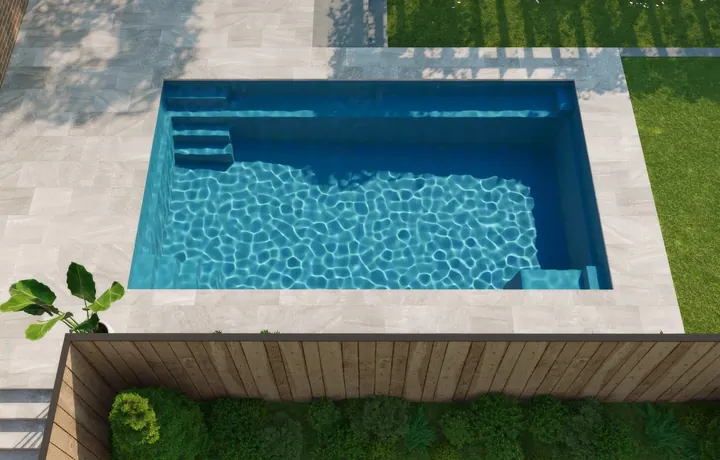 De Luxe Masterbuilt pool photographed from above